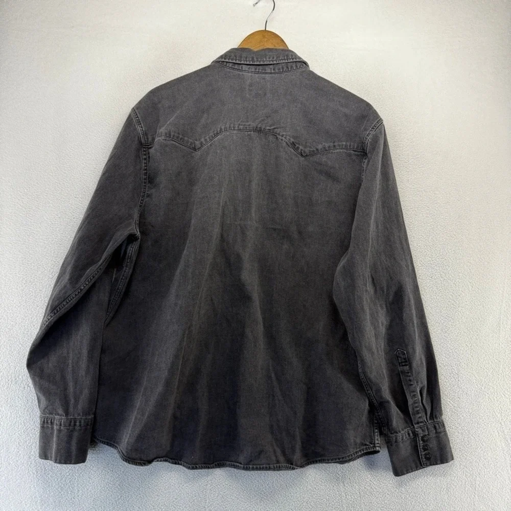 Levis Denim Shirt Men's 2XL Black Western Pearl Snap Sawtooth Pockets Cowboy